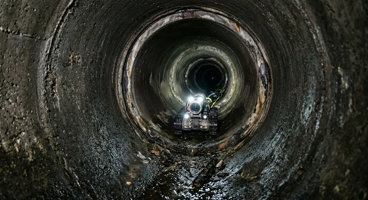 Robotic sewer camera inspecting pipe interior for Sewer Line Cleaning in Minnehaha